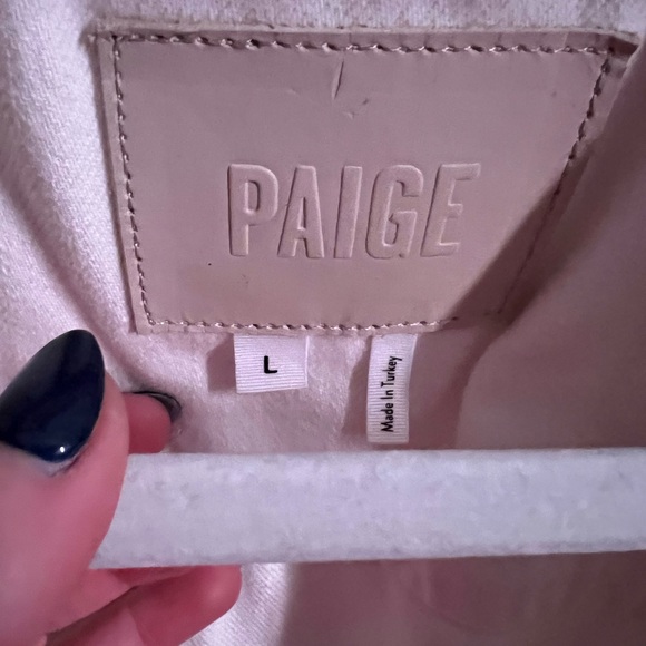 PAIGE white Denim Jacket with Plush Sherpa Collar - Picture 2 of 3